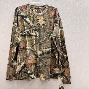 Mossy Oak Shirt Men Size XL Camo Henley Camo Hunting Hunter Outdoor